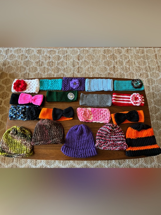Handmade Knit Hat & Headband Set in Multiple Colors